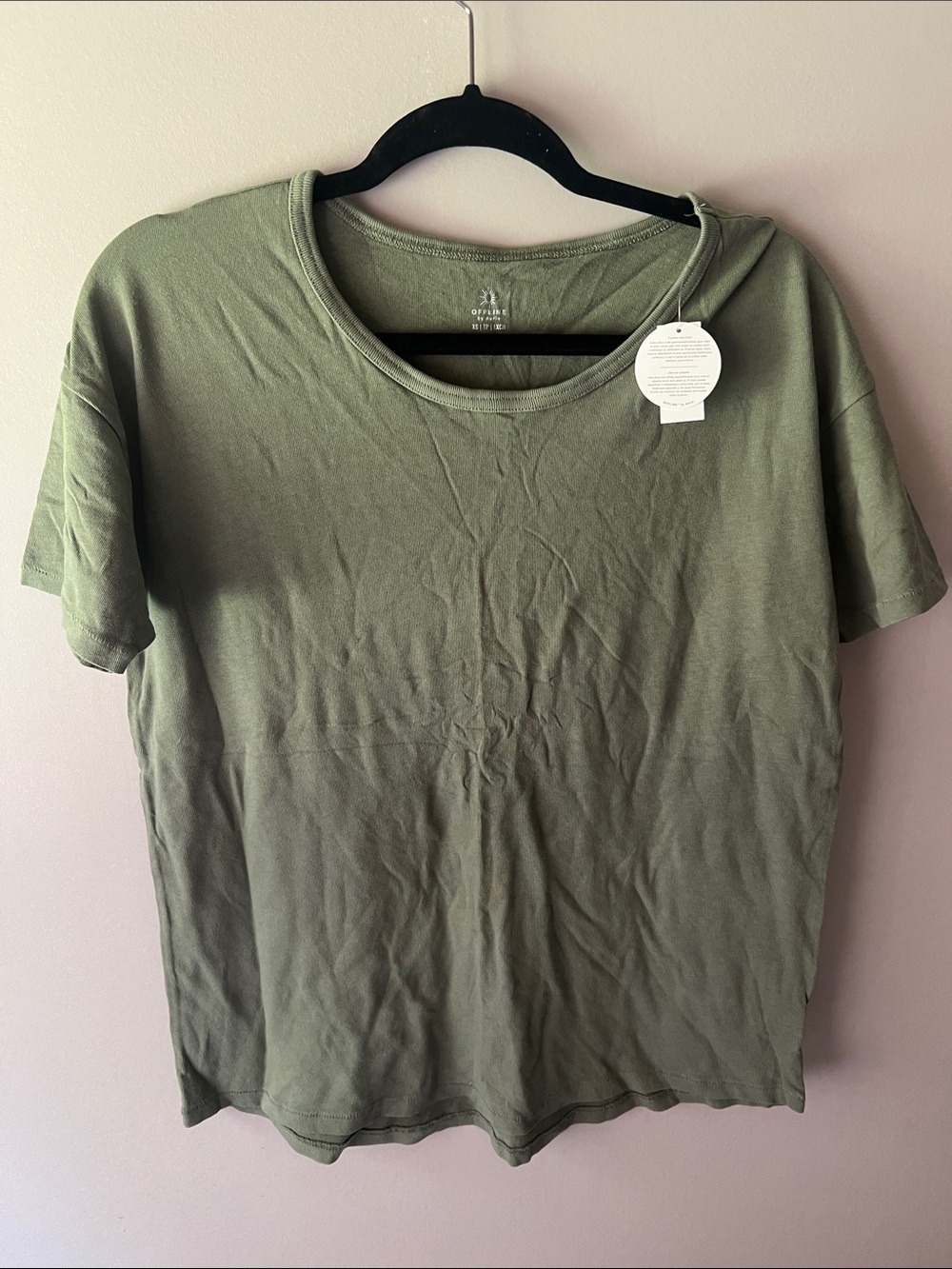 aerie Olive Green Short Sleeve Crewneck Tee